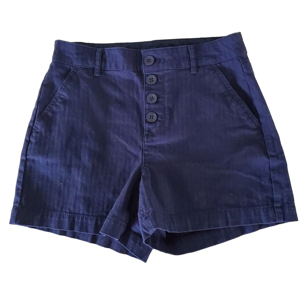 Old Navy Women's Shorts Size 2 Navy Blue Mid Rise Cotton Classic Basic 4 Button